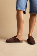 ERYNN - Suede Clogs - Brown Suede