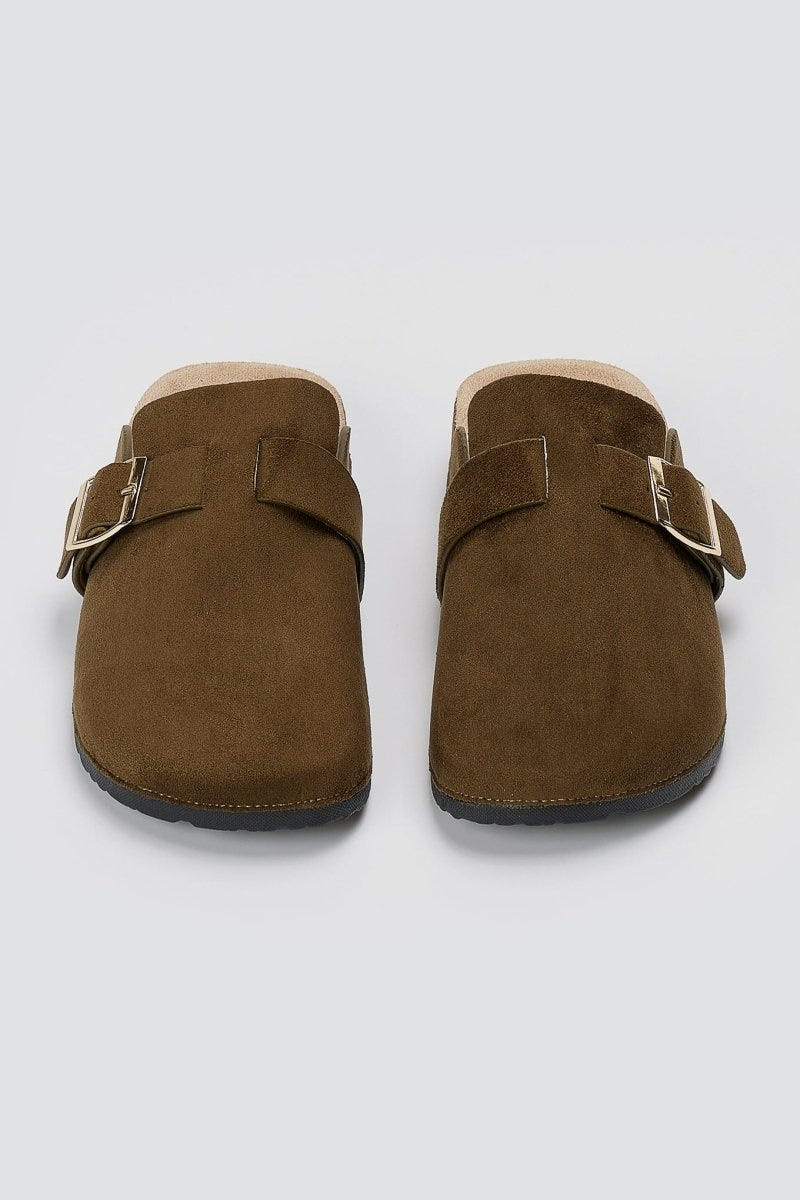 ERYNN - Suede Clogs - Olive Suede