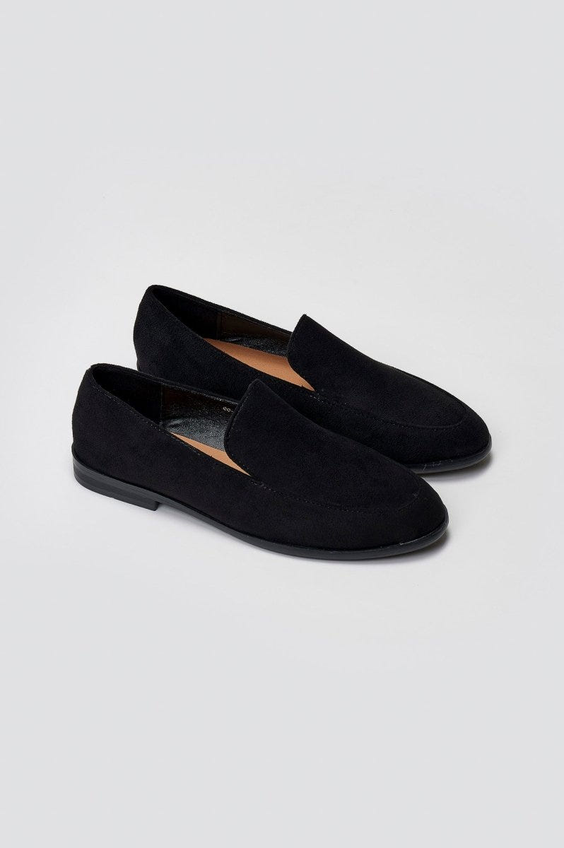 Suede Flat Loafers - Black Suede - thefashionproject.gr - Stephan