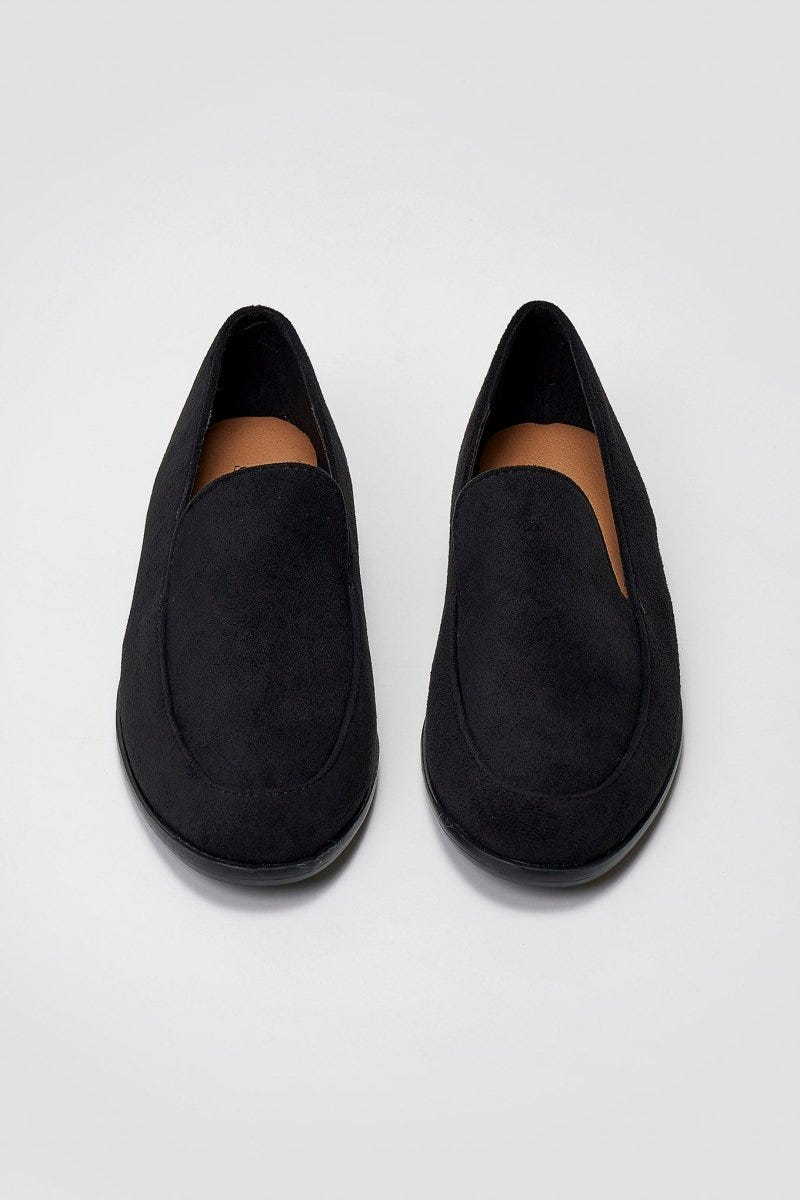 Suede Flat Loafers - Black Suede - thefashionproject.gr - Stephan
