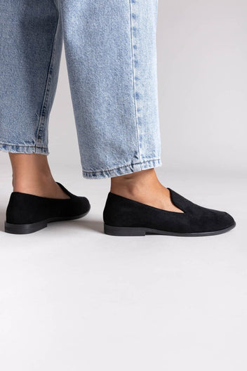 Suede Flat Loafers - Black Suede - thefashionproject.gr - Stephan