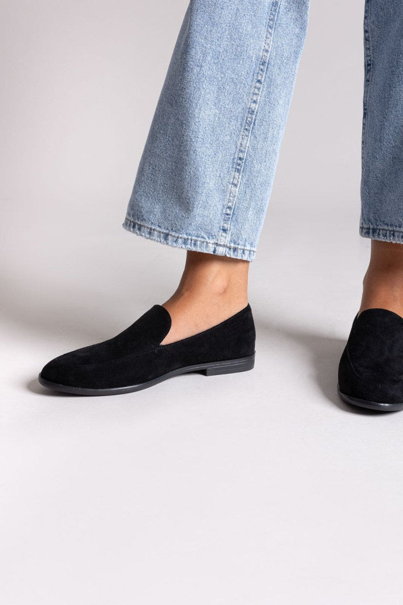 Suede Flat Loafers - Black Suede - thefashionproject.gr - Stephan