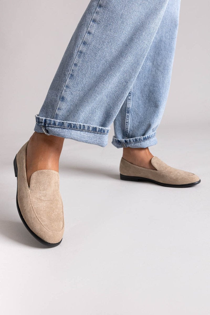 Suede Flat Loafers - Taupe Suede - thefashionproject.gr - Stephan