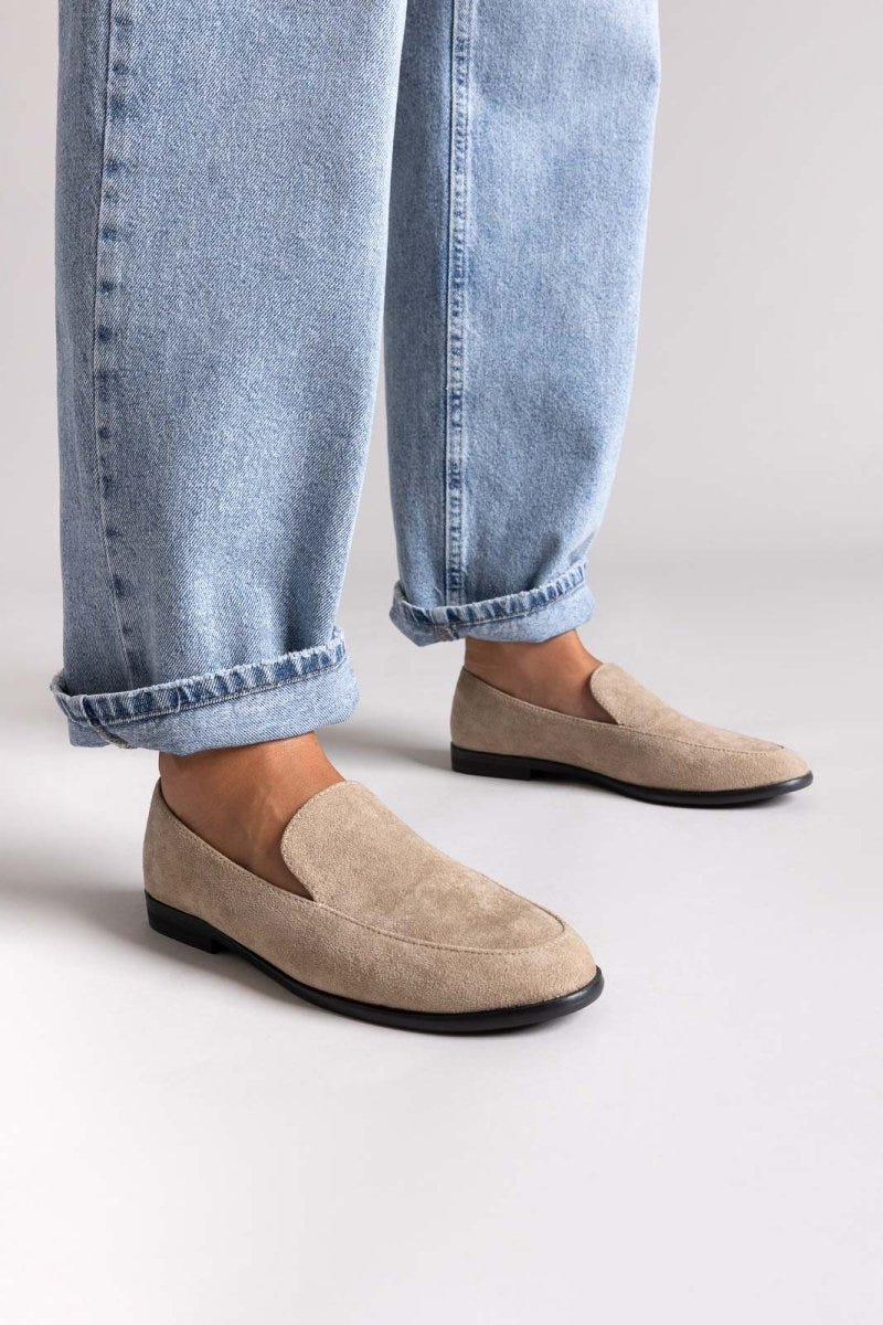 Suede Flat Loafers - Taupe Suede - thefashionproject.gr - Stephan