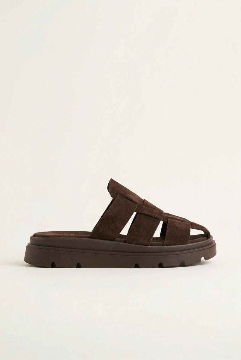 TFP - Suede Flatform Clogs - Dark Brown Suede