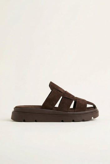 TFP - Suede Flatform Clogs - Dark Brown Suede