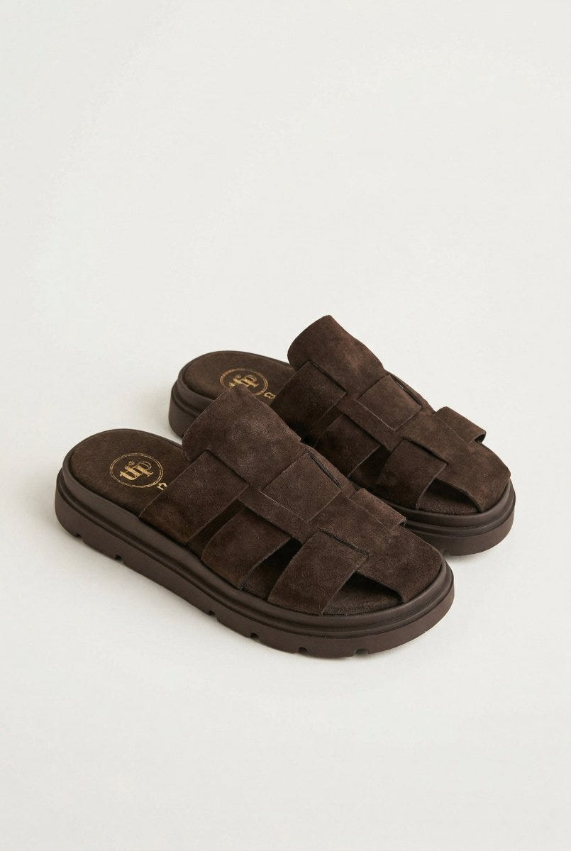 TFP - Suede Flatform Clogs - Dark Brown Suede
