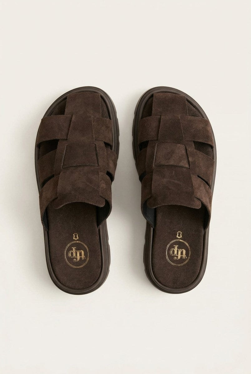 TFP - Suede Flatform Clogs - Dark Brown Suede