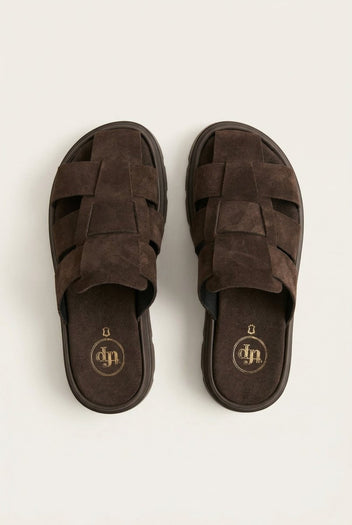 TFP - Suede Flatform Clogs - Dark Brown Suede
