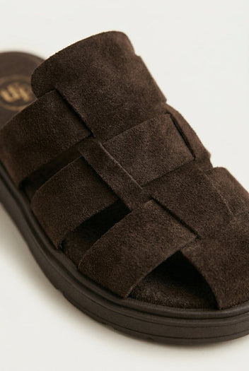 TFP - Suede Flatform Clogs - Dark Brown Suede