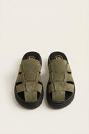 TFP - Suede Flatform Clogs - Khaki Green Suede