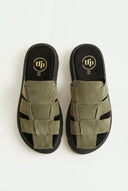 TFP - Suede Flatform Clogs - Khaki Green Suede