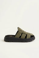TFP - Suede Flatform Clogs - Khaki Green Suede
