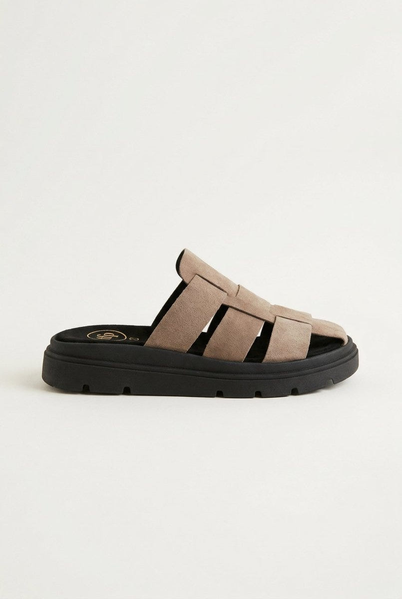 TFP - Suede Flatform Clogs - Stone