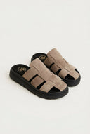 TFP - Suede Flatform Clogs - Stone