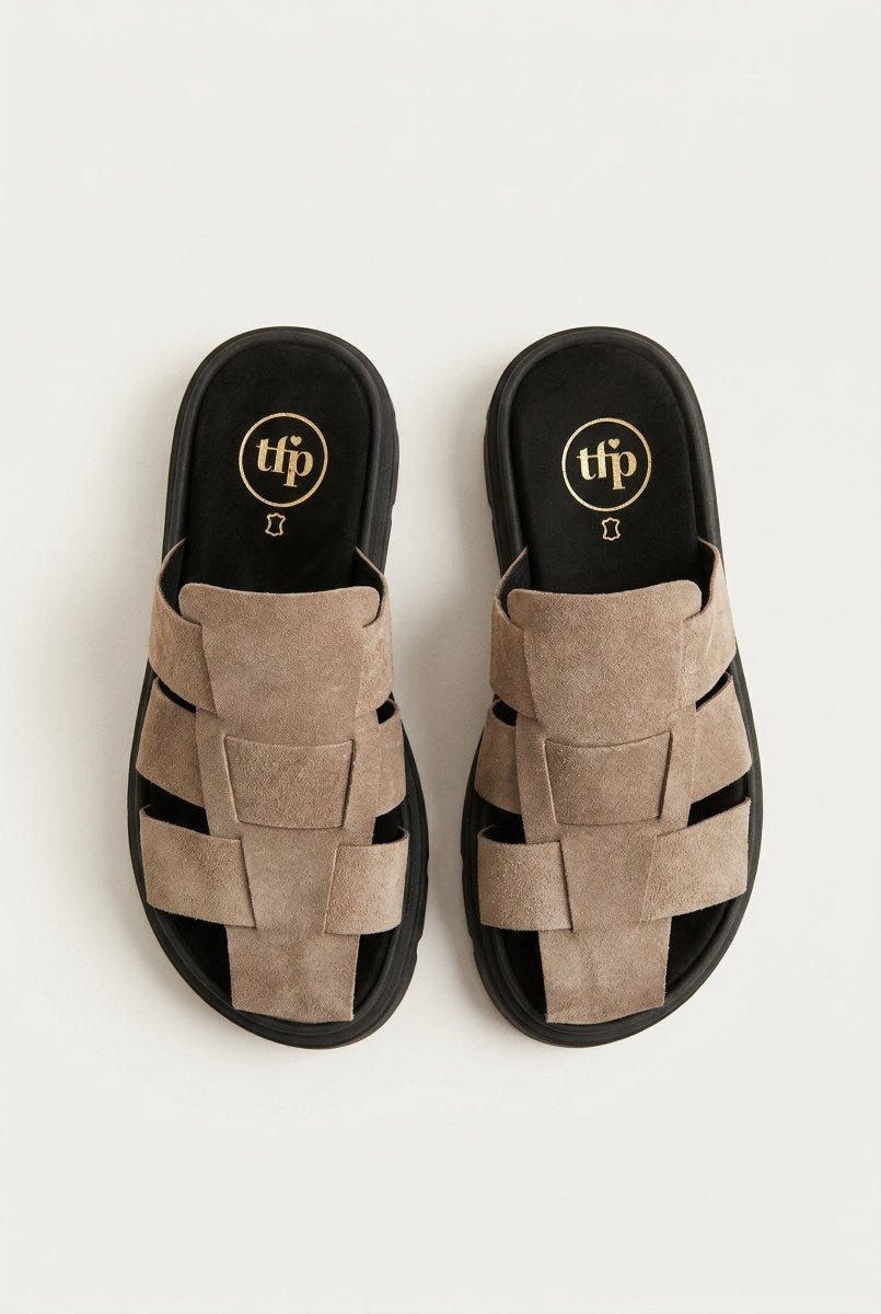 TFP - Suede Flatform Clogs - Stone
