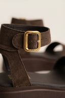 Estil - Suede Flatform Sandals - Dark Brown Suede