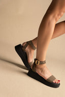 Estil - Suede Flatform Sandals - Olive Suede