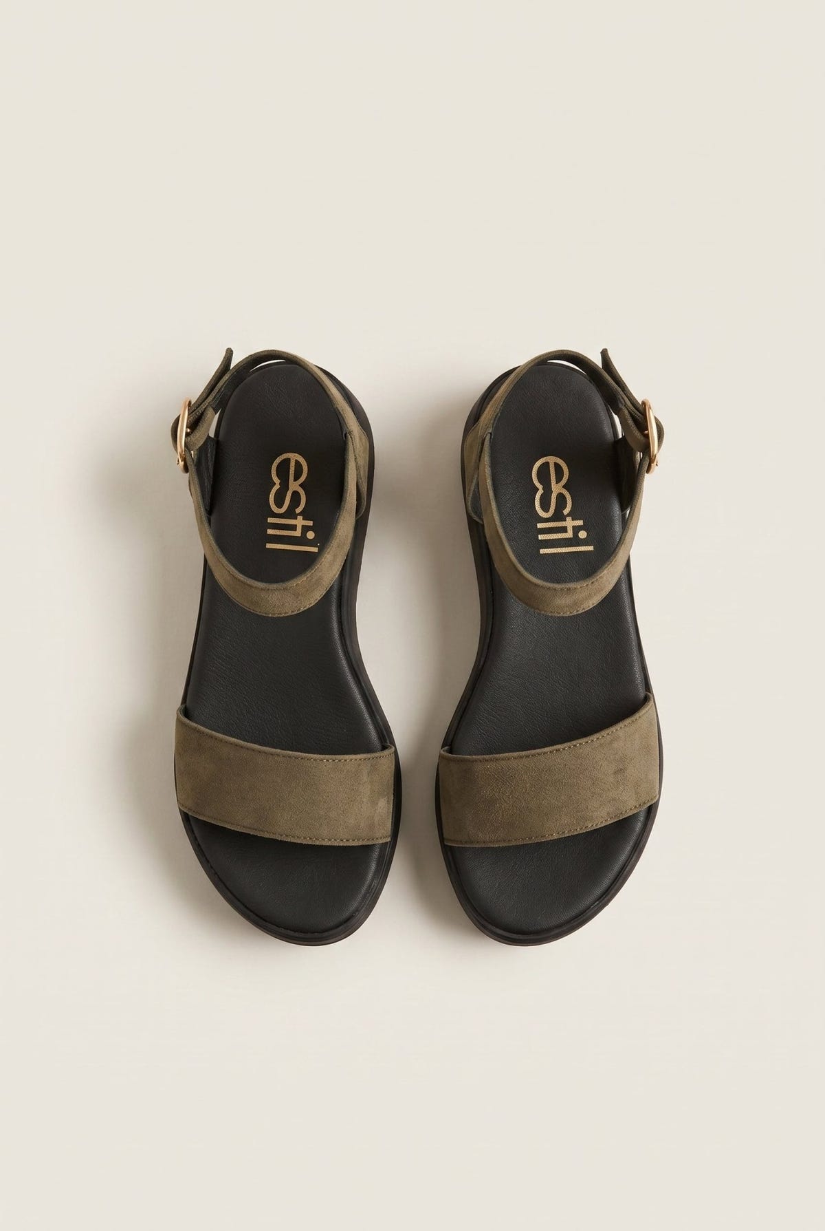 Estil - Suede Flatform Sandals - Olive Suede