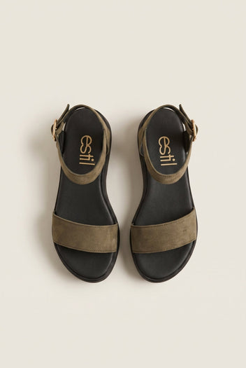 Estil - Suede Flatform Sandals - Olive Suede