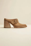 TFP - Suede Leather Clogs with Buckle - Taupe