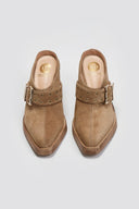 Suede Leather Clogs with Buckle TFP - Τάουπε - thefashionproject.gr - TFP