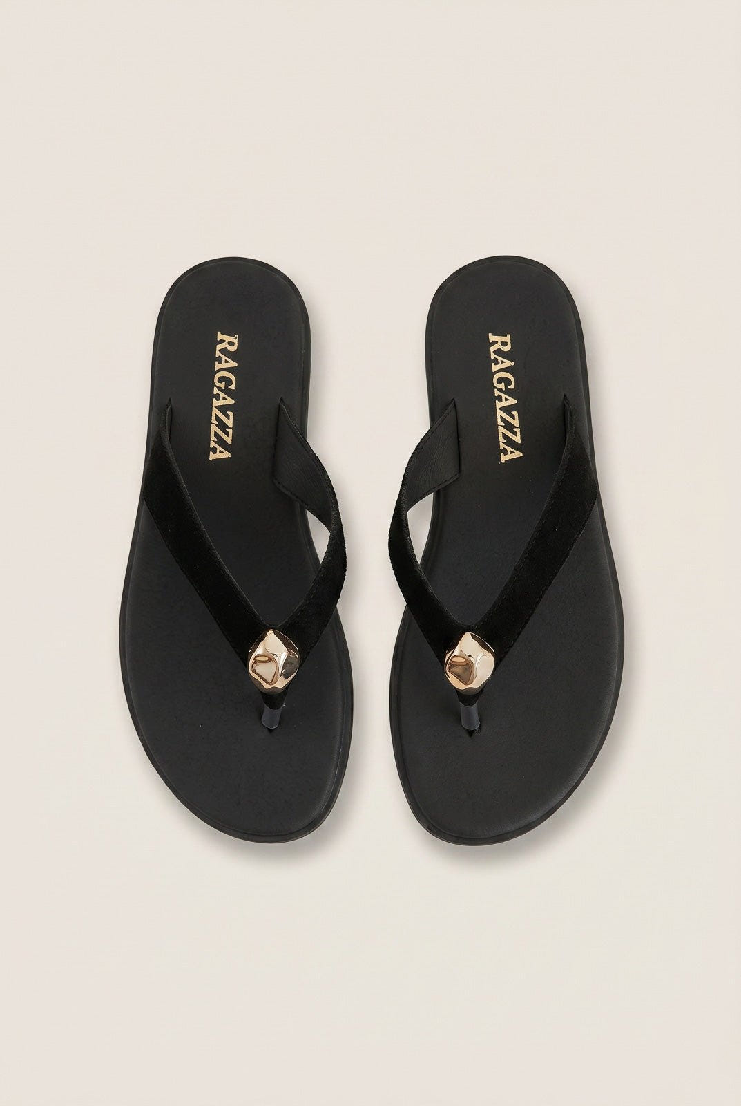 RAGAZZA - Suede Leather Sandals - Black Suede
