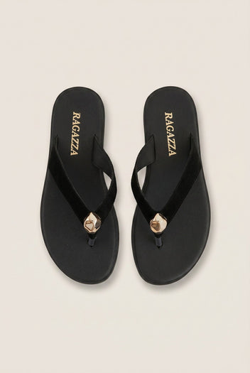 RAGAZZA - Suede Leather Sandals - Black Suede