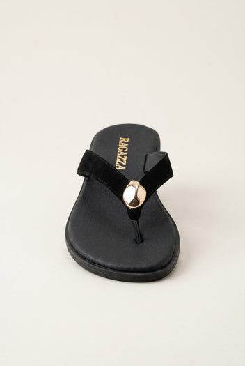 RAGAZZA - Suede Leather Sandals - Black Suede