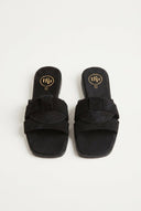 TFP - Suede Leather Sandals Slide Strap - Black Suede