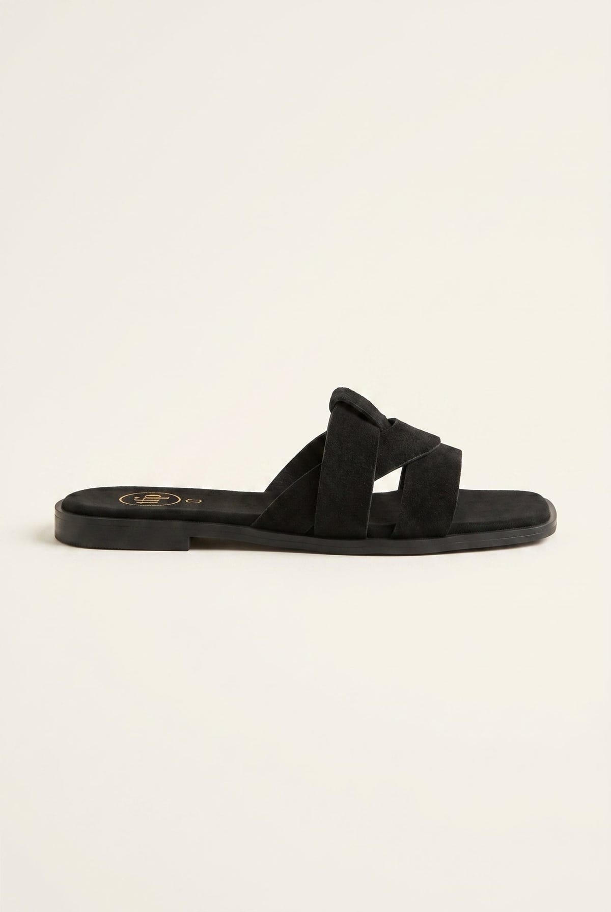 TFP - Suede Leather Sandals Slide Strap - Black Suede