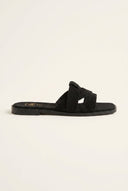 TFP - Suede Leather Sandals Slide Strap - Black Suede