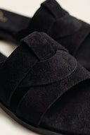 TFP - Suede Leather Sandals Slide Strap - Black Suede