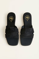 TFP - Suede Leather Sandals Slide Strap - Black Suede