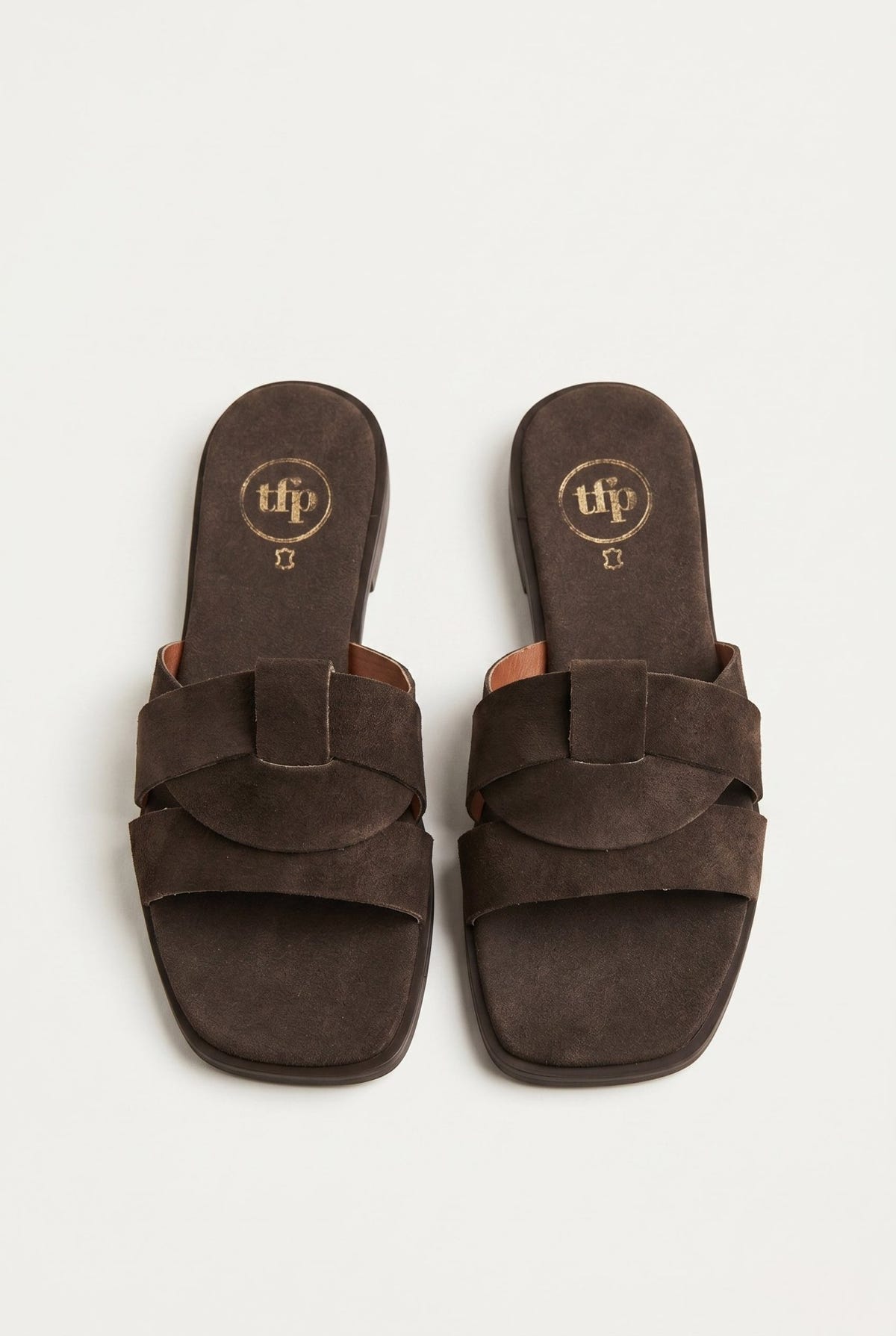 TFP - Suede Leather Sandals Slide Strap - Brown Suede