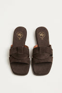 TFP - Suede Leather Sandals Slide Strap - Brown Suede