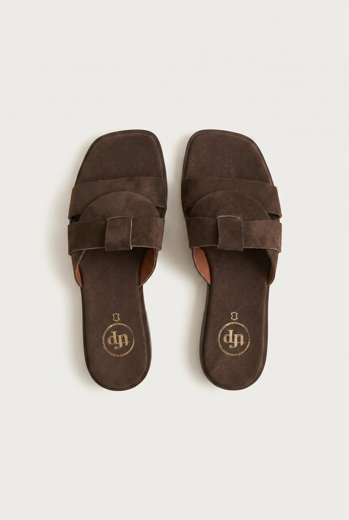 TFP - Suede Leather Sandals Slide Strap - Brown Suede