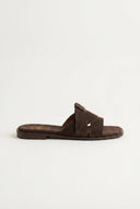 TFP - Suede Leather Sandals Slide Strap - Brown Suede