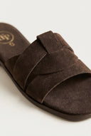 TFP - Suede Leather Sandals Slide Strap - Brown Suede