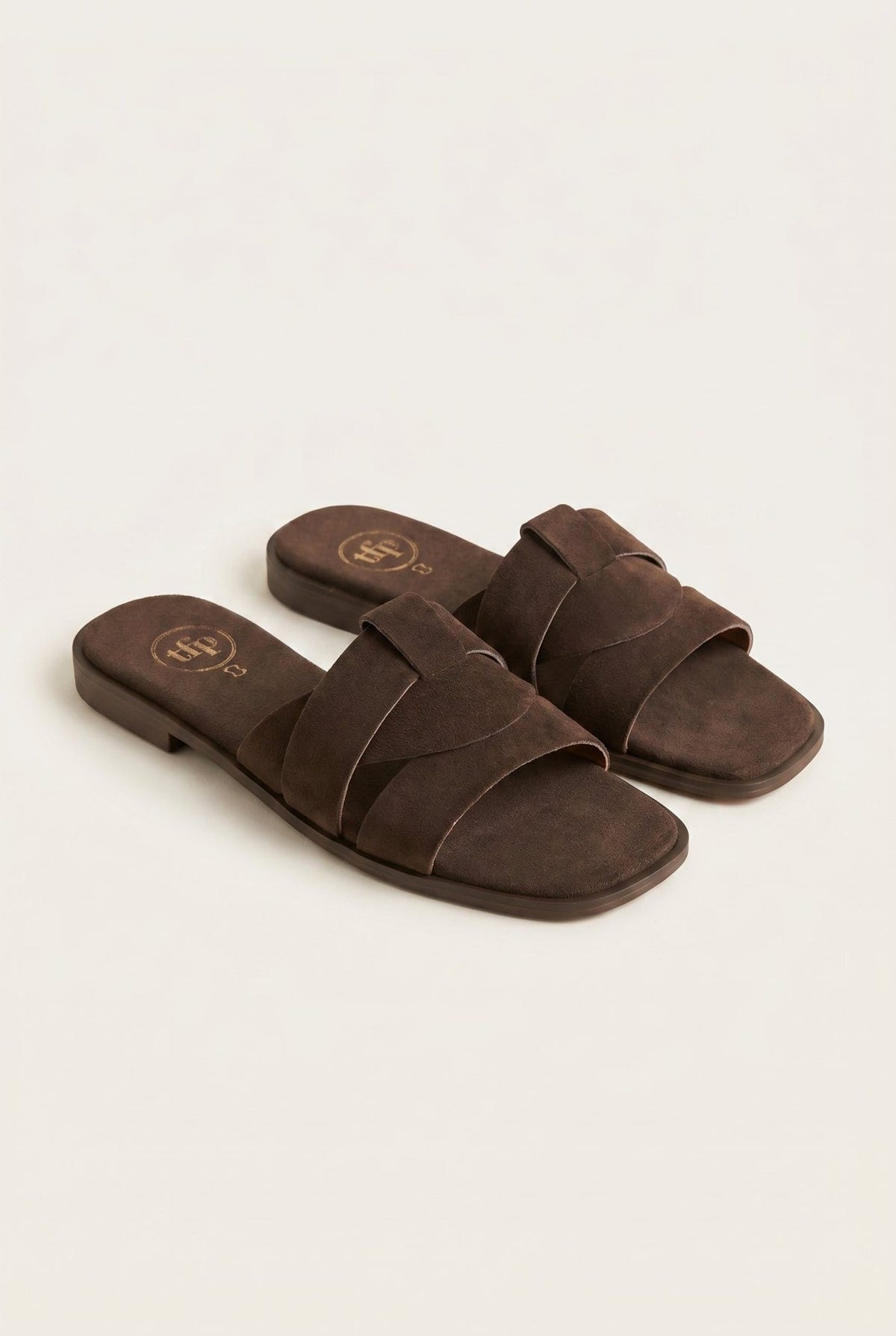 TFP - Suede Leather Sandals Slide Strap - Brown Suede