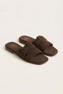 TFP - Suede Leather Sandals Slide Strap - Brown Suede