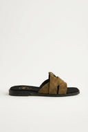 TFP - Suede Leather Sandals Slide Strap - Olive Suede