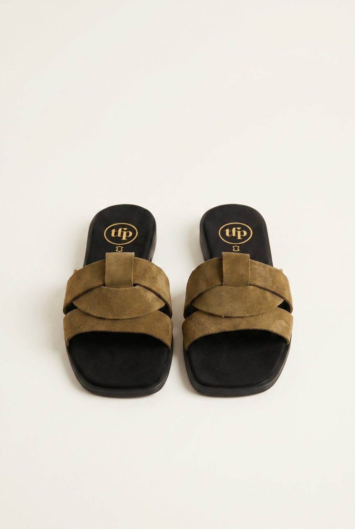 TFP - Suede Leather Sandals Slide Strap - Olive Suede
