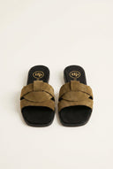 TFP - Suede Leather Sandals Slide Strap - Olive Suede
