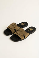 TFP - Suede Leather Sandals Slide Strap - Olive Suede