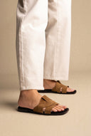 TFP - Suede Leather Sandals Slide Strap - Olive Suede
