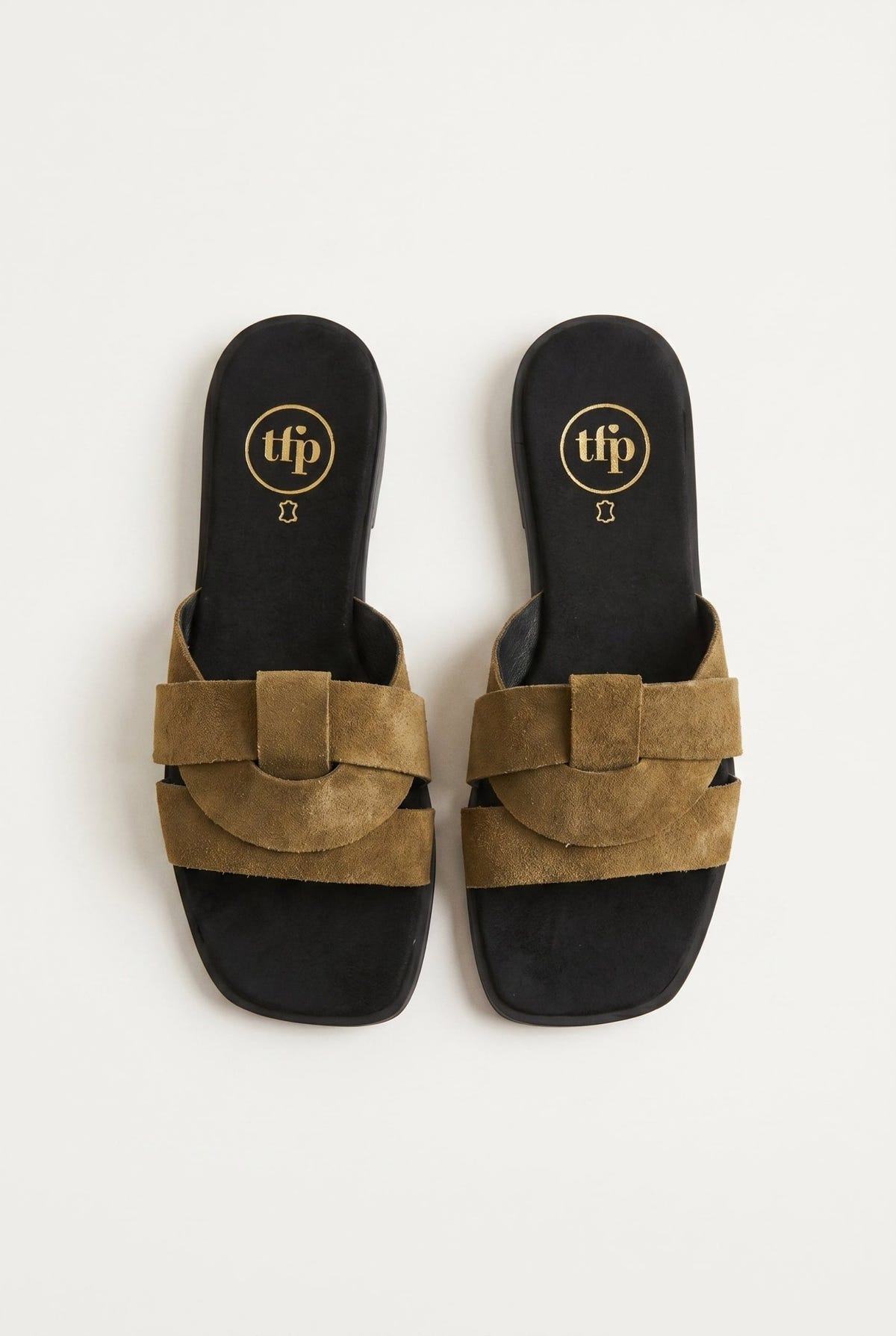 TFP - Suede Leather Sandals Slide Strap - Olive Suede