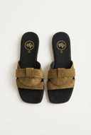 TFP - Suede Leather Sandals Slide Strap - Olive Suede