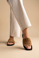TFP - Suede Leather Sandals Slide Strap - Olive Suede