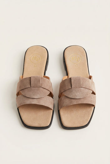TFP - Suede Leather Sandals Slide Strap - Sand Suede